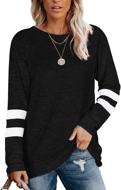 Women's Striped Long Sleeve Top - Oversized T Shirt (various colors)