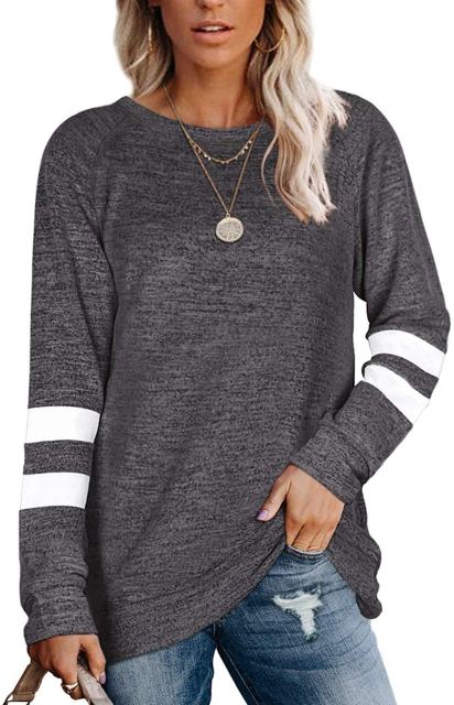 Women's Striped Long Sleeve Top - Oversized T Shirt (various colors)
