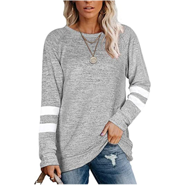 Women's Striped Long Sleeve Top - Oversized T Shirt (various colors)