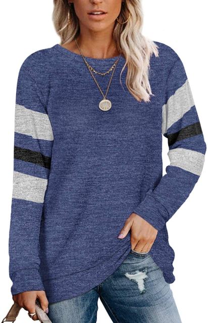 Women's Striped Long Sleeve Top - Oversized T Shirt (various colors)