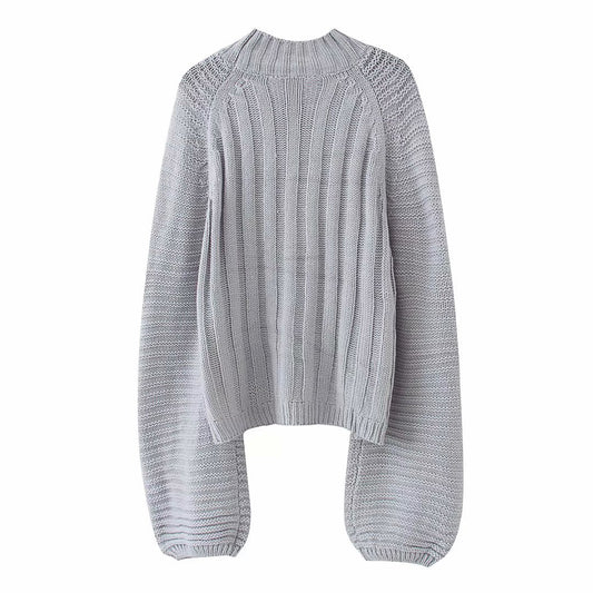 Lantern Sleeve Knitted Sweater