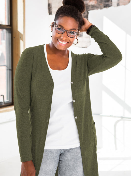 Ladies Eco-Triblend Rib Cardigan