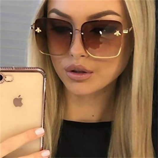 Oversized Rimless Square Sunglasses