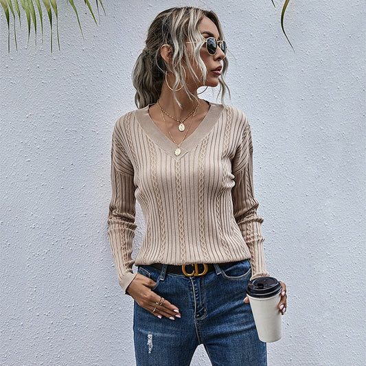 Women's Casual  Sweater Long-Sleeve Knitted Pullover