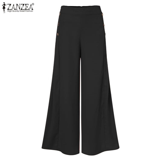 Women's Fashion Fall Pants ZANZEA (Casual Wide Leg Vintage Elastic Waist)