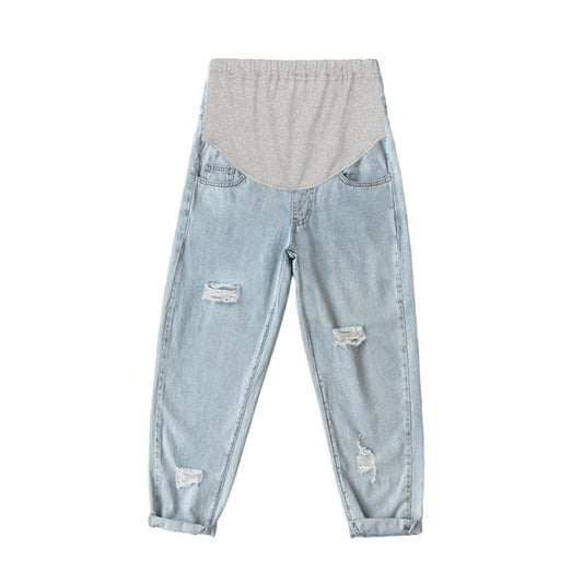Maternity Pants Stomach Lift Ultra-Thin Denim Pants for Pregnant Women