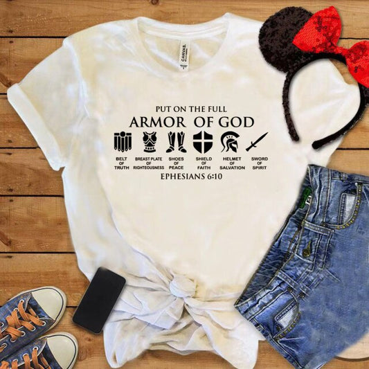 ''Put on The Full Armor of God'' T-Shirt for Women Ephesians (various colors)