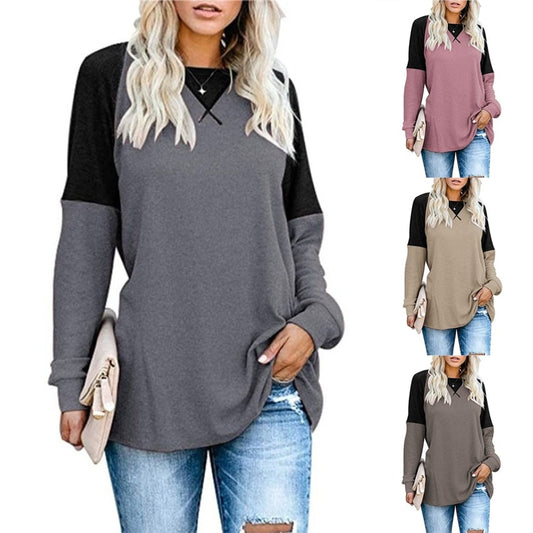 Women's Fashion Patchwork Solid Color Casual Blouse (Various Colors)