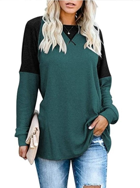 Women's Fashion Patchwork Solid Color Casual Blouse (Various Colors)